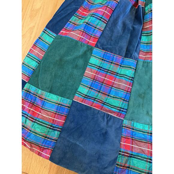 VTG 70’s MR.HANKS Patchwork Plaid Christmas Midi Skirt Blouse Matching Set Sz S - Picture 5 of 13